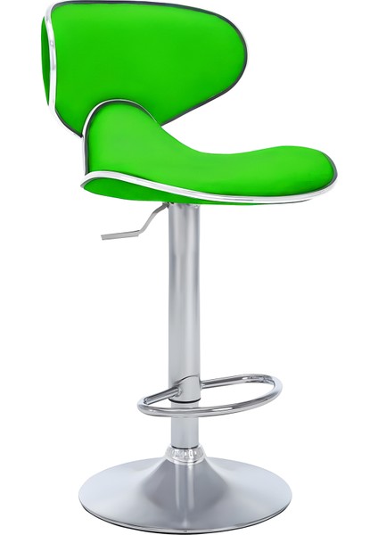 Zen Bar Taburesi - Yeşil Modern Deri Metal Ataklı Yüksek Tezgah Sandalyesi - 9549S0513