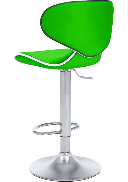 Zen Bar Taburesi - Yeşil Modern Deri Metal Ataklı Yüksek Tezgah Sandalyesi - 9549S0513