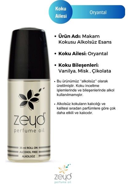 Makam 35 ml Roll On Alkolsüz Esans-Edp-Cep Parfüm