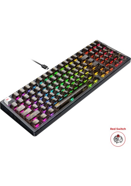 Gamenote KB875L Rgb Transparan Mekanik Klavye - Red Switch