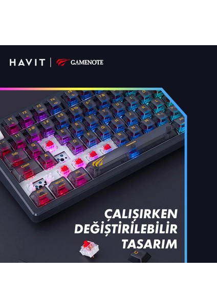 Gamenote KB875L Rgb Transparan Mekanik Klavye - Red Switch