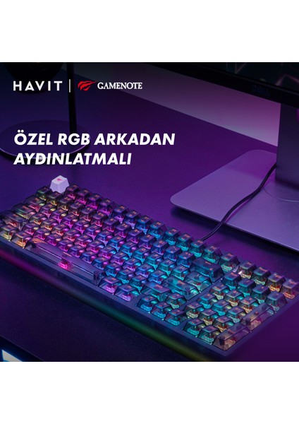 Gamenote KB875L Rgb Transparan Mekanik Klavye - Red Switch