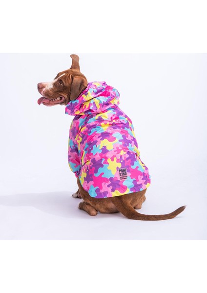 Rosea Camouflage Fileli Su Geçirmez Orta Büyük Irk Köpek Yağmurluğu