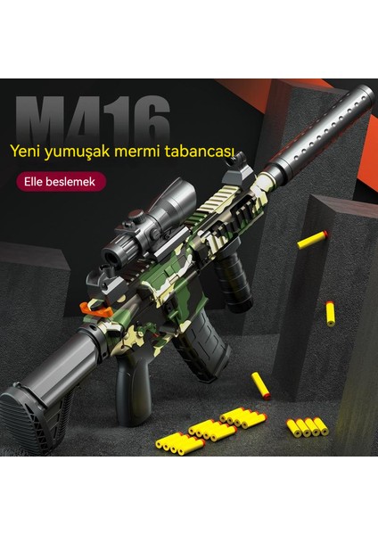 M416 Manuel Çekme Cıvatası Yumuşak Kurşun Oyuncak Tabanca Çocuk Saldırı Tüfeği (Yurt Dışından)