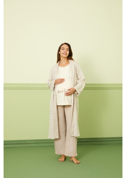 7791 Kadın Lohusa Üçlü Pijama Takım