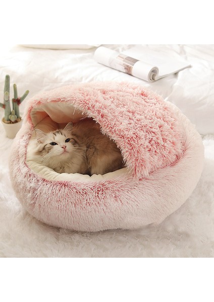 Uzun Peluş Kahve 50 cm Kış 2 In 1 Kedi Yatak Yuvarlak Sıcak Pet Yatak Evi Uzun Peluş Köpek Yatağı Sıcak Uyku Tulumu Kanepe Yastık Yuva Küçük Köpekler Kediler Yavru Kedi (Yurt Dışından)