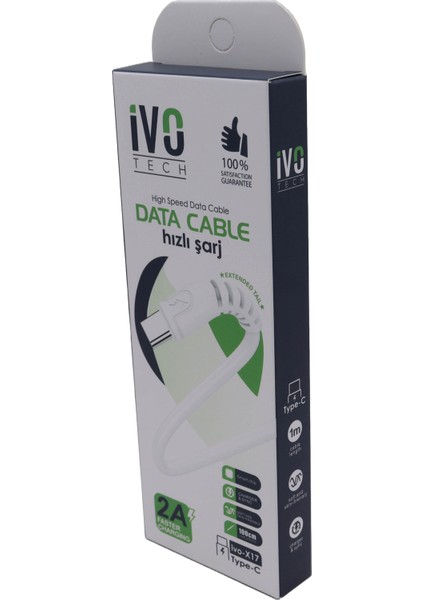 2A Type-C Hızlı Şarj Data Kablosu 1000MM.IVO-X17