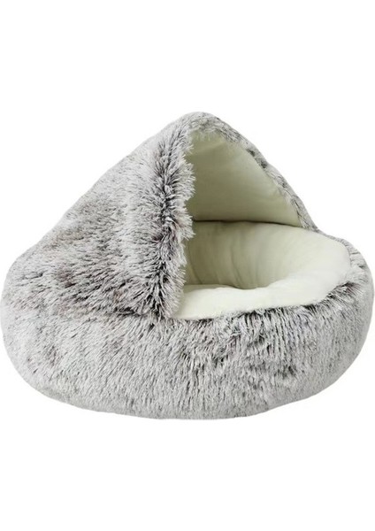 Kahverengi B M (50X50) cm Kış Uzun Peluş Pet Kedi Yatağı Yuvarlak Kedi Yastık Kedi Evi 2 In 1 Sıcak Köpek Sepeti Kedi Uyku Tulumu Kedi Yuva Kulübesi Küçük Köpek Kedi (Yurt Dışından)