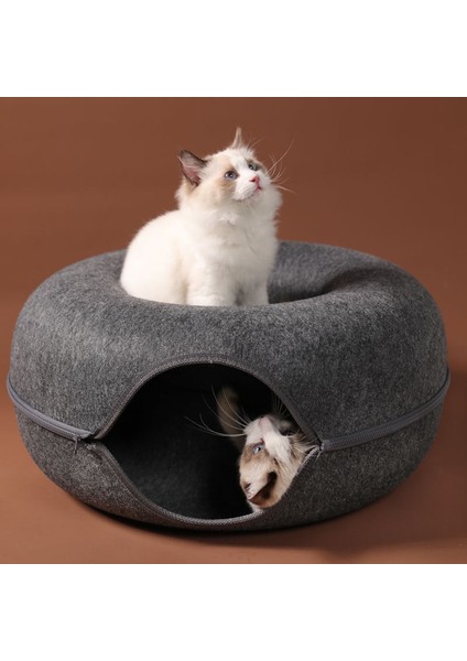 Koyu Gri ve Gri 52X22CM Donut Kedi Yatağı Pet Kedi Tüneli Interaktif Oyun Oyuncak Kedi Yatağı Çift Kullanımlı Kapalı Oyuncak Yavru Kedi Spor Ekipmanları Kedi Eğitim Oyuncak Kedi Evi (Yurt Dışından)