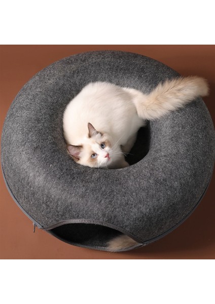 Koyu Gri ve Gri 52X22CM Donut Kedi Yatağı Pet Kedi Tüneli Interaktif Oyun Oyuncak Kedi Yatağı Çift Kullanımlı Kapalı Oyuncak Yavru Kedi Spor Ekipmanları Kedi Eğitim Oyuncak Kedi Evi (Yurt Dışından)