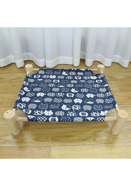1 Donanma Kedi 51X44X13 cm Yükseltilmiş Kedi Yatak Evi Kedi Hamak Yatak Ahşap Kanvas Kedi Salon Yatak Küçük Köpekler Için Tavşan Kediler Dayanıklı Tuval Pet House Malzemeleri (Yurt Dışından)