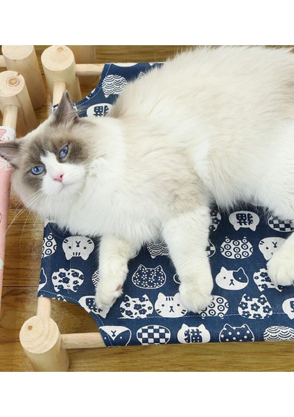 1 Donanma Kedi 51X44X13 cm Yükseltilmiş Kedi Yatak Evi Kedi Hamak Yatak Ahşap Kanvas Kedi Salon Yatak Küçük Köpekler Için Tavşan Kediler Dayanıklı Tuval Pet House Malzemeleri (Yurt Dışından) fırsatları