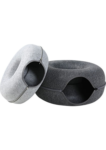 Açık Gri Keçe Yuvarlak Kedi Yatağı Sıcak Rahat Kedi Tüneli Tüpü Küçük Evcil Hayvan Sığınağı Ayrılabilir Yuva Oynama Gizleme Çıkarılabilir Yumuşak Keçe (Yurt Dışından) fiyatları