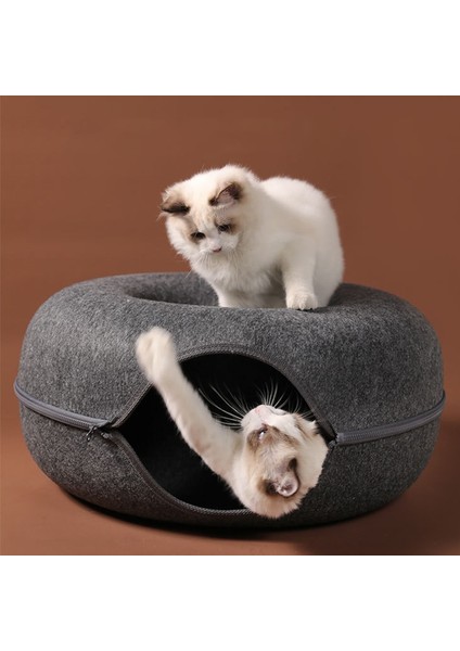 Açık Gri Keçe Yuvarlak Kedi Yatağı Sıcak Rahat Kedi Tüneli Tüpü Küçük Evcil Hayvan Sığınağı Ayrılabilir Yuva Oynama Gizleme Çıkarılabilir Yumuşak Keçe (Yurt Dışından) modelleri