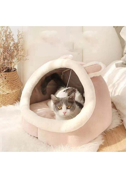 Pembe Tavşan 30X30X30CM Kedi ve Köpek Dört Mevsim Yuva Sıcak Evcil Hayvan Sepeti Yumuşak ve Rahat Yavru Kedi Yatma Pedi Küçük Köpek Mağarası Yıkanabilir Kedi ve Köpek Çadırı (Yurt Dışından)
