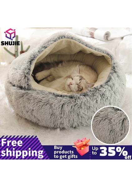 Kahverengi B M (50X50) cm Kış Uzun Peluş Pet Kedi Yatağı Yuvarlak Kedi Yastık Kedi Evi 2 In 1 Sıcak Köpek Sepeti Kedi Uyku Tulumu Kedi Yuva Kulübesi Küçük Köpek Kedi (Yurt Dışından) fırsatları