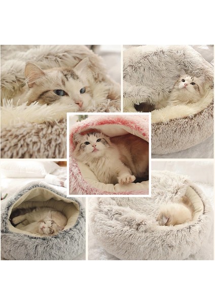 Kahverengi B M (50X50) cm Kış Uzun Peluş Pet Kedi Yatağı Yuvarlak Kedi Yastık Kedi Evi 2 In 1 Sıcak Köpek Sepeti Kedi Uyku Tulumu Kedi Yuva Kulübesi Küçük Köpek Kedi (Yurt Dışından) indirimleri