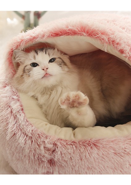 Uzun Peluş Kahve 50 cm Kış 2 In 1 Kedi Yatak Yuvarlak Sıcak Pet Yatak Evi Uzun Peluş Köpek Yatağı Sıcak Uyku Tulumu Kanepe Yastık Yuva Küçük Köpekler Kediler Yavru Kedi (Yurt Dışından)