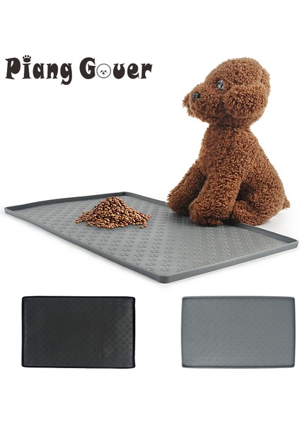Gri 47X30 cm Silikon Su Geçirmez Evcil Hayvan Besleme Matı Köpek Kaseleri Aşınmaya Dayanıklı Pet Su Gıda Tutucu Kedi Yemi Yemek Paspasları (Yurt Dışından) fiyatları
