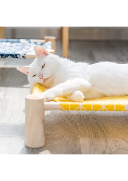1 Adet Yükseltilmiş Kedi Yatağı Kedi Hamak Yatak Ahşap Tuval Kedi Salonu Yatak Ev Küçük Tavşan Kediler Köpekler Için Dayanıklı Tuval Evcil Hayvan Evi Malzemeleri (Yurt Dışından)