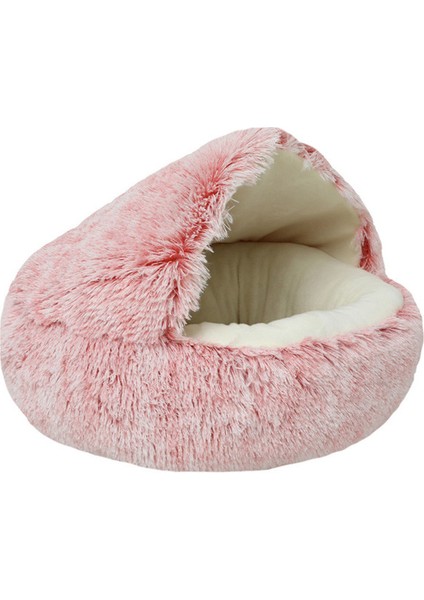 Pembe Kısa Peluş 50 cm Kış Yeni Stil Yumuşak Pet Yatak Yuvarlak Donut Peluş Sıcak Ev Yumuşak Uzun Peluş Yatak Kedi Yuvası Çanta 2 In 1 Kediler Kanepe Için Ürünler (Yurt Dışından)