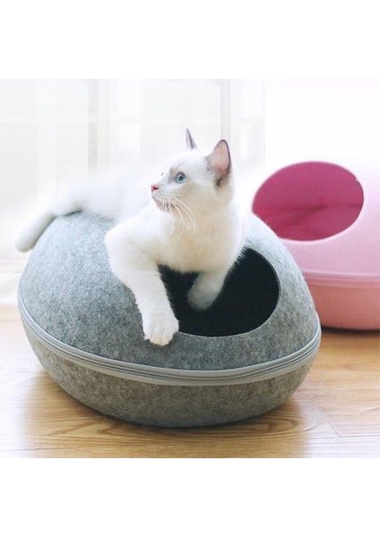 Şarap Kırmızısı 60X26 cm Fermuar Keçe Kumaş Kış Sıcak Pet Kedi Kumu Yol Tarifi Yatak Yumurta Şeklinde Köpek Evi Çıkarılabilir Yastık ile Uyku Tulumu (Yurt Dışından) modelleri