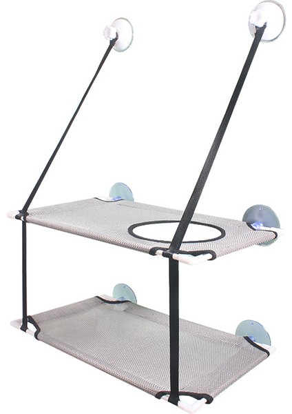 Gri-Çift 51X31CM Kedi Hamak Kedi Pencere Yatağı Yavru Güneşli Koltuk Asılı Montaj Yatakları Kedi Kanepe Köpek Uyku Kulübesi Vantuz Duvar Evcil Hayvan Asılı Yataklar (Yurt Dışından)