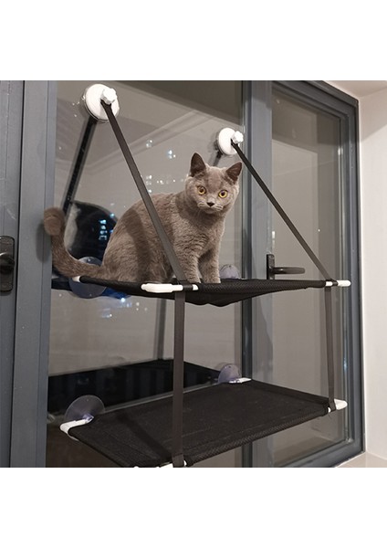 Gri-Çift 51X31CM Kedi Hamak Kedi Pencere Yatağı Yavru Güneşli Koltuk Asılı Montaj Yatakları Kedi Kanepe Köpek Uyku Kulübesi Vantuz Duvar Evcil Hayvan Asılı Yataklar (Yurt Dışından) fiyatları