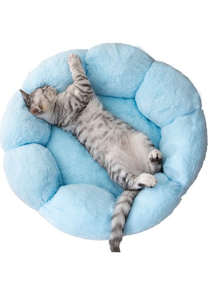 Açık Mavi L (Çap 55) Dört Mevsim Yumuşak Kedi Yatak Yıkanabilir Petal Kedi Yuvası Rahat Uyuyan Köpek Evi Evcil Hayvan Malzemeleri Aksesuarları (Yurt Dışından)