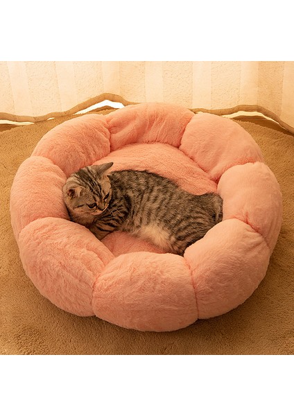 Açık Mavi L (Çap 55) Dört Mevsim Yumuşak Kedi Yatak Yıkanabilir Petal Kedi Yuvası Rahat Uyuyan Köpek Evi Evcil Hayvan Malzemeleri Aksesuarları (Yurt Dışından)