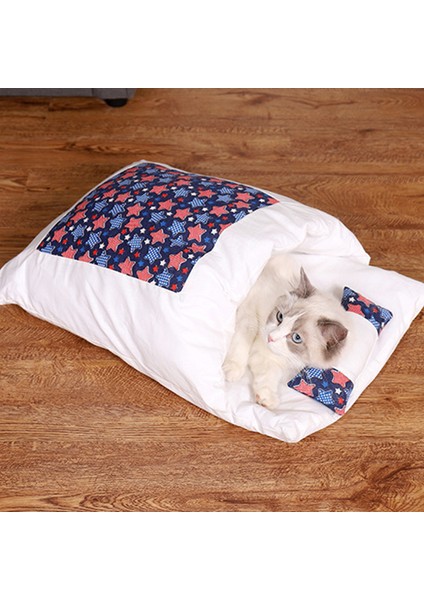 G-Pink Dondurma L Japon Kedi Yatak Kış Çıkarılabilir Sıcak Kedi Uyku Tulumu Derin Uyku Pet Köpek Yatağı Ev Kediler Yuva Yastık Yastık ile (Yurt Dışından)