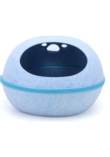 Mavi Kedi Yatak Yapay Keçe Ev Kediler Için Uyku Tulumu Yuva Yastık Yumurta Kabuğu Ayrılabilir Nefes Alabilir Yarı Kapalı Pet Mağarası (Yurt Dışından)