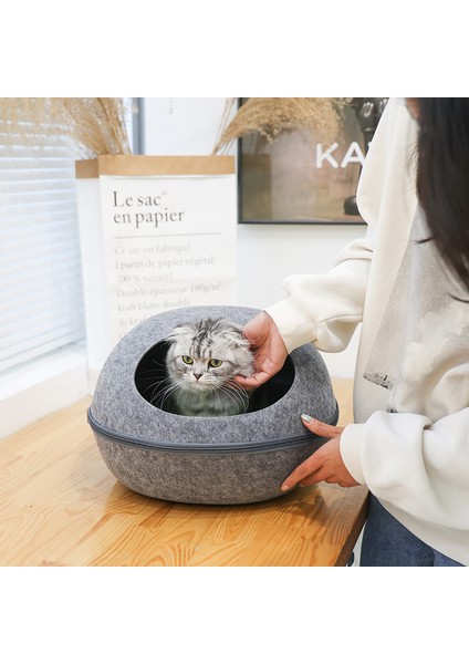 Mavi Kedi Yatak Yapay Keçe Ev Kediler Için Uyku Tulumu Yuva Yastık Yumurta Kabuğu Ayrılabilir Nefes Alabilir Yarı Kapalı Pet Mağarası (Yurt Dışından) modelleri