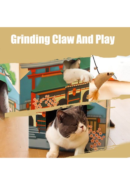 46X33X40 cm Bir Hoopet Oluklu Kağıt Kedi Evi Japon Tarzı Kediler Için Yatak Taşlama Pençe Kedi Scratcher Yuva Scratch Pad Karton (Yurt Dışından) modelleri