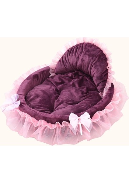 Mor 56X53 cm Zarif Pet Köpek Yavrusu Yatak Prenses Dantel Güzel Kedi Kumu Yatak Kanepeler Ev Kulübeleri Teddy Chihuahua Küçük Orta Köpekler Için Yuva (Yurt Dışından)