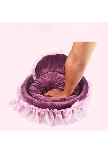 Mor 56X53 cm Zarif Pet Köpek Yavrusu Yatak Prenses Dantel Güzel Kedi Kumu Yatak Kanepeler Ev Kulübeleri Teddy Chihuahua Küçük Orta Köpekler Için Yuva (Yurt Dışından) fırsatları