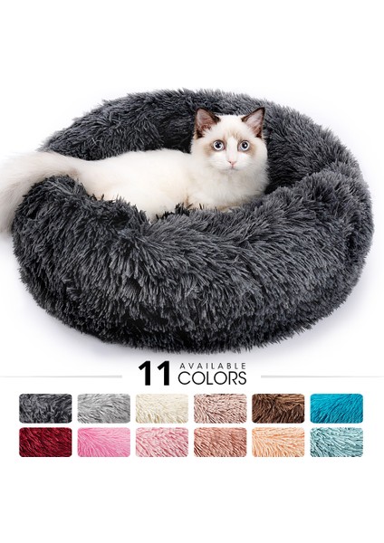 Kauçuk Renk M-60CM Yuvarlak Kedi Yatak Evi Uzun Peluş Pet Yatak Kediler Için Yastık Köpekler Için Mat Sıcak Evcil Hayvan Aksesuarları Ev Yıkanabilir Köpek Kanepe Yumuşak Uyku (Yurt Dışından)