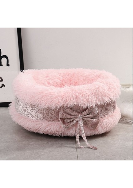 Pembe Yuvarlak 50 cm Beş Renk Seçenekleri Kış Uzun Peluş Sıcak Kedi Yuva Yuvarlak Ilmek Güzel Köpek Yuvası Derin Uyku Pet Yatak (Yurt Dışından)