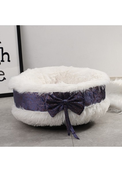 Pembe Yuvarlak 50 cm Beş Renk Seçenekleri Kış Uzun Peluş Sıcak Kedi Yuva Yuvarlak Ilmek Güzel Köpek Yuvası Derin Uyku Pet Yatak (Yurt Dışından)
