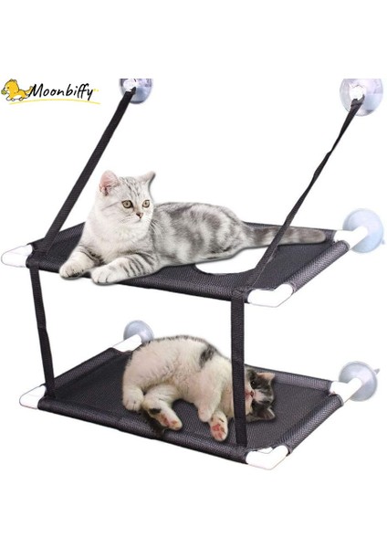 Gri Çift Katmanlı 2 Kedi Hamak Pencere Yatak Kedi Yaz Hamak Yatak Ev Yatak Oturma Odası Vantuz Duvar Asılı Pet Nefes Örgü Hamak Yatak (Yurt Dışından)