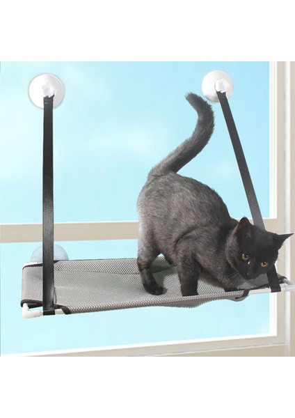 Gri Çift Katmanlı 2 Kedi Hamak Pencere Yatak Kedi Yaz Hamak Yatak Ev Yatak Oturma Odası Vantuz Duvar Asılı Pet Nefes Örgü Hamak Yatak (Yurt Dışından)
