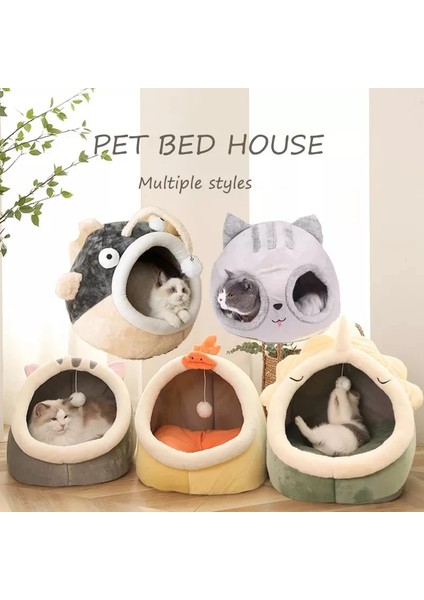 Gri S Pet House Küçük Köpek Çıkarılabilir Kedi Yatak Çadır Ev Yarı Kapalı Pet Köpek Kedi Yuva Kış Sıcak Yumuşak Pet Mağarası Evrensel Uyku Mat (Yurt Dışından)