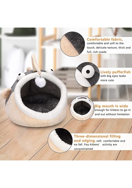 Gri S Pet House Küçük Köpek Çıkarılabilir Kedi Yatak Çadır Ev Yarı Kapalı Pet Köpek Kedi Yuva Kış Sıcak Yumuşak Pet Mağarası Evrensel Uyku Mat (Yurt Dışından)