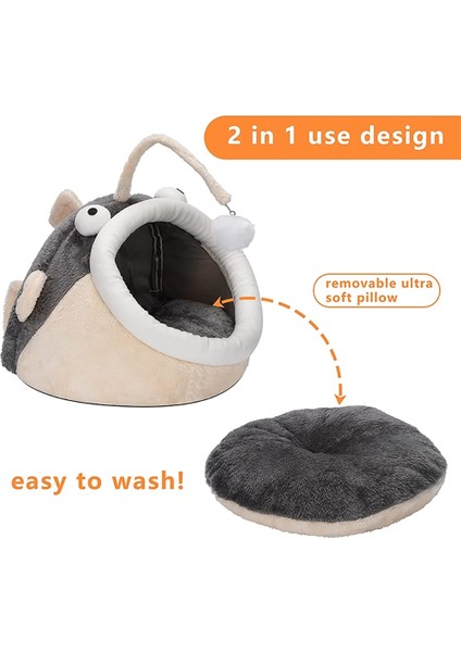 Gri S Pet House Küçük Köpek Çıkarılabilir Kedi Yatak Çadır Ev Yarı Kapalı Pet Köpek Kedi Yuva Kış Sıcak Yumuşak Pet Mağarası Evrensel Uyku Mat (Yurt Dışından)