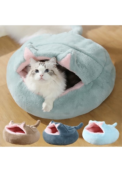 B 50X50 cm Kış Peluş Pet Kedi Yatağı Yuvarlak Kedi Yastık Kedi Evi 2 In 1 Sıcak Kedi Sepeti Kedi Uyku Tulumu Yuva Kulübesi Küçük Orta Köpek Kedi (Yurt Dışından)