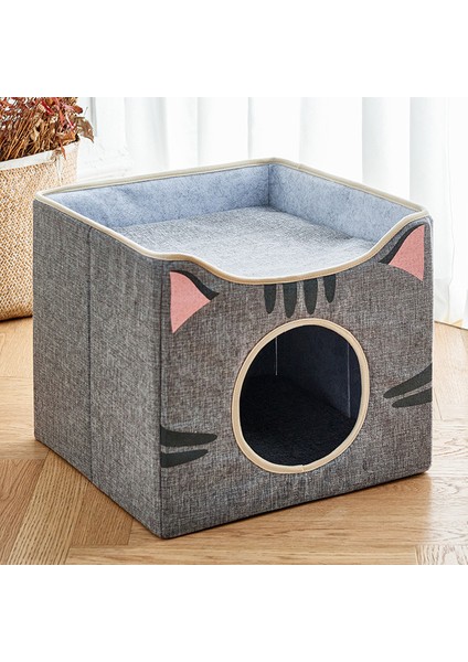 Gri S 350X350X320MM Katlanabilir Köpek Uyku Evi Köpek Kulübesi Yatak Mat Köpekler Kediler Için Kış Sıcak Kedi Yatağı Yuva Evcil Hayvan Ürünleri Sepeti Evcil Köpek Mağara Kanepe (Yurt Dışından)