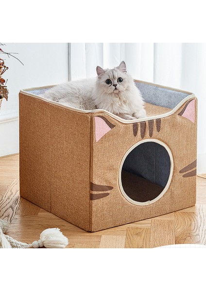Gri S 350X350X320MM Katlanabilir Köpek Uyku Evi Köpek Kulübesi Yatak Mat Köpekler Kediler Için Kış Sıcak Kedi Yatağı Yuva Evcil Hayvan Ürünleri Sepeti Evcil Köpek Mağara Kanepe (Yurt Dışından) indirimleri