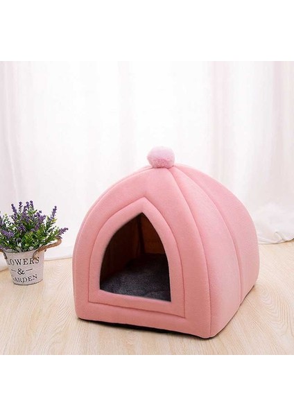 Gri S 28X28X30 cm Üçgen Sıcak Kedi Evi Yarı Kapalı Rahat Pet Yatak Deforme Olmayan Yavru Yuva Yumuşak Köpek Aksesuarları (Yurt Dışından)