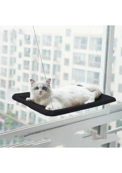 Siyah Pet Kedi Hamak Asılı Kedi Yatağı Rulman 20KG Rahat Kedi Güneşli Pencere Koltuk Montaj Yavru Tırmanma Çerçeve Evcil Hayvan Aksesuarları (Yurt Dışından)