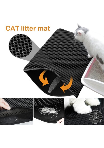 Siyah 45X60 cm Çift Katmanlı Kaymaz Kum Kedi Pedi Pet Kedi Kumu Mat Tuvalet Su Geçirmez Temiz Ped Kediler Evi Temiz Aksesuarları Kedi Aksesuarları (Yurt Dışından) fiyatları